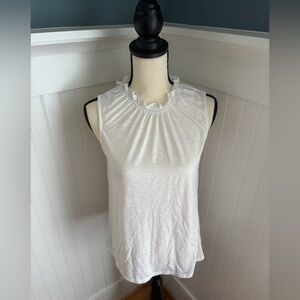 Versona White Sleeveless Top Ruffle neck - Small